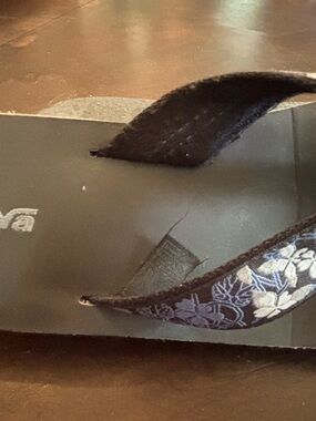 Teva Black Sandal with Navy Floral Straps